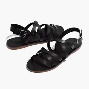 nwt madewell boardwalk multistrap Women's Strappy Sandals 7.5 in true black